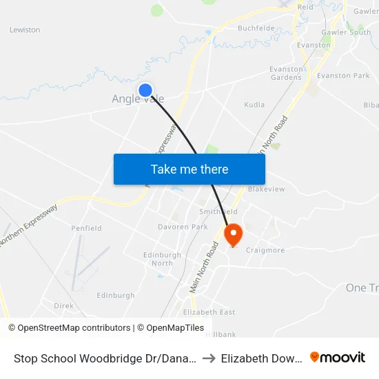 Stop School Woodbridge Dr/Dana St to Elizabeth Downs map