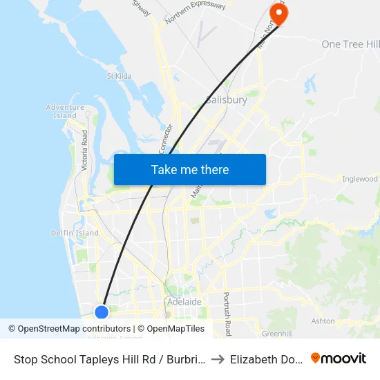 Stop School Tapleys Hill Rd / Burbridge Rd to Elizabeth Downs map