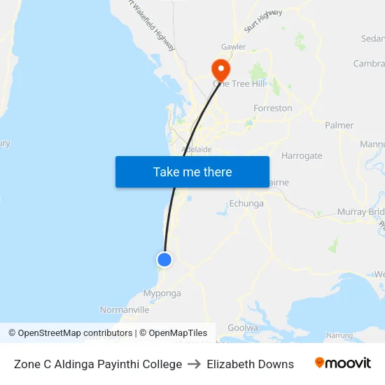 Zone C Aldinga Payinthi College to Elizabeth Downs map