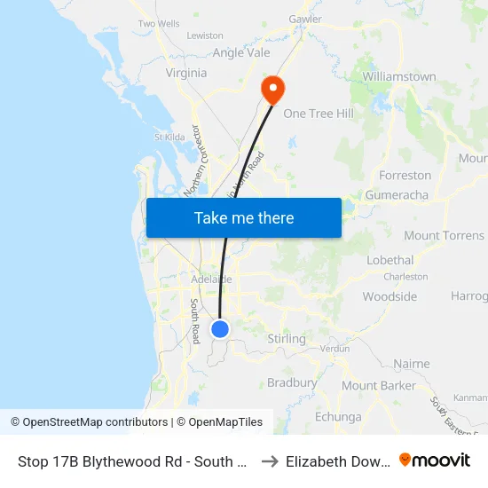 Stop 17B Blythewood Rd - South side to Elizabeth Downs map