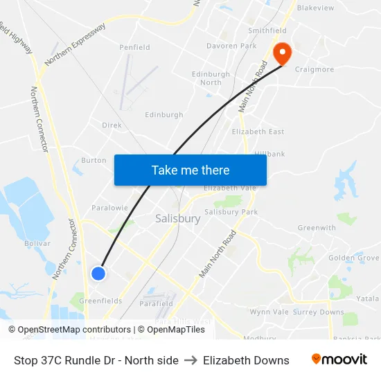 Stop 37C Rundle Dr - North side to Elizabeth Downs map