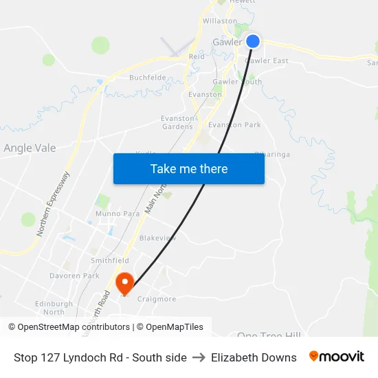 Stop 127 Lyndoch Rd - South side to Elizabeth Downs map