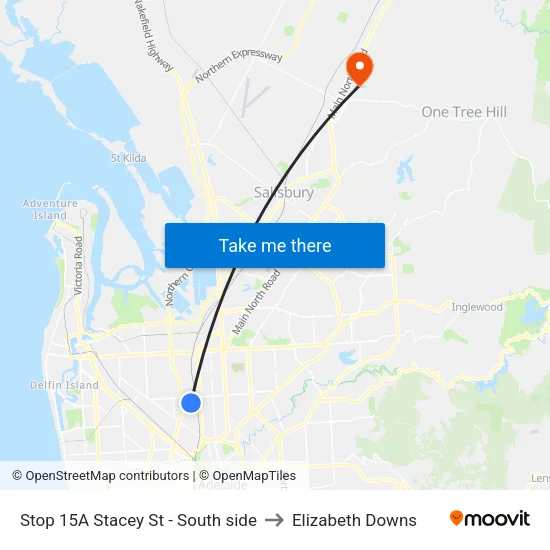Stop 15A Stacey St - South side to Elizabeth Downs map