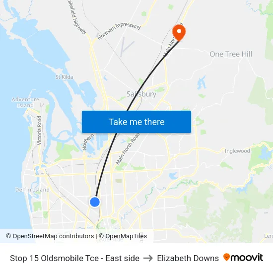 Stop 15 Oldsmobile Tce - East side to Elizabeth Downs map