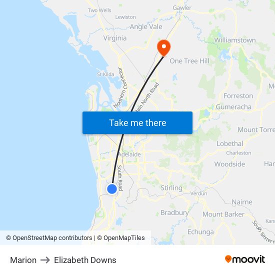 Marion to Elizabeth Downs map