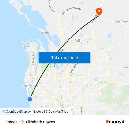 Grange to Elizabeth Downs map