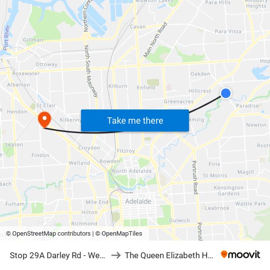 Stop 29A Darley Rd - West side to The Queen Elizabeth Hospital map