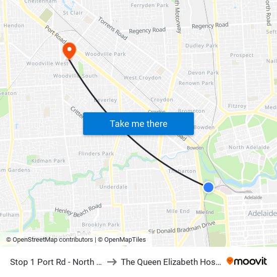 Stop 1 Port Rd - North side to The Queen Elizabeth Hospital map