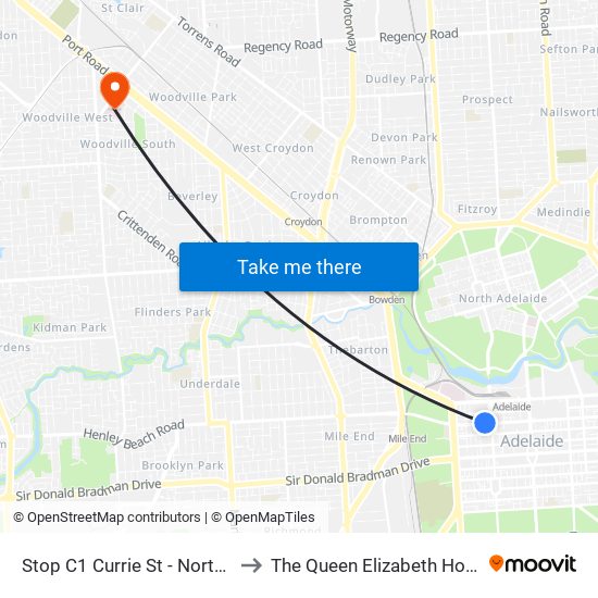 Stop C1 Currie St - North side to The Queen Elizabeth Hospital map