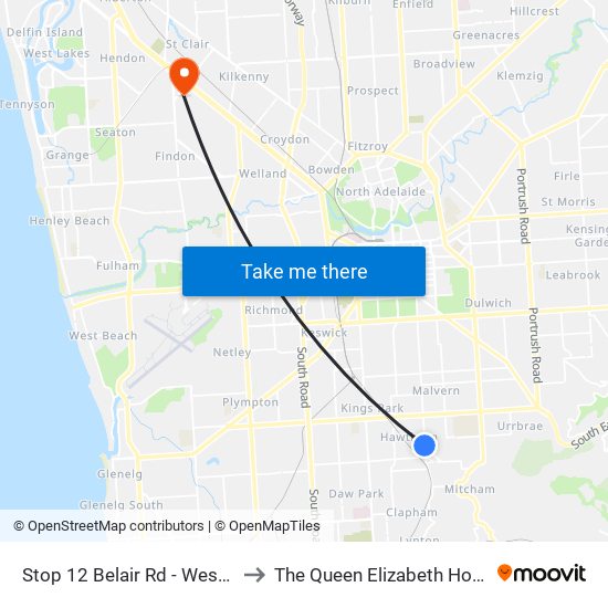 Stop 12 Belair Rd - West side to The Queen Elizabeth Hospital map