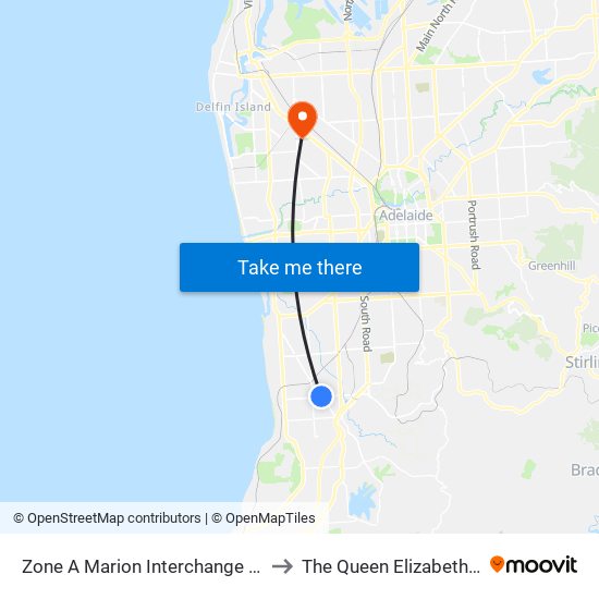 Zone A Marion Interchange - North side to The Queen Elizabeth Hospital map