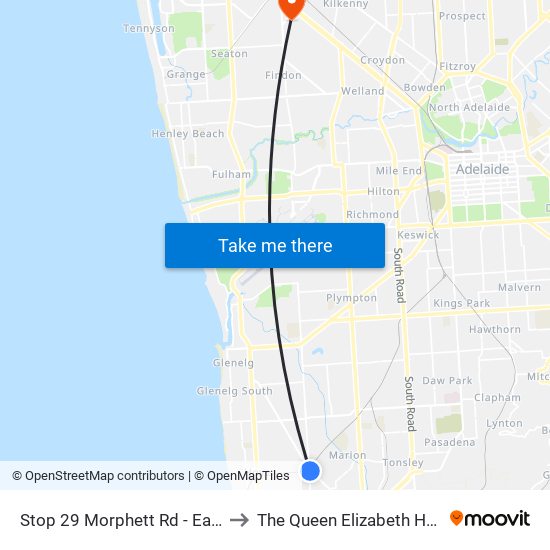 Stop 29 Morphett Rd - East side to The Queen Elizabeth Hospital map