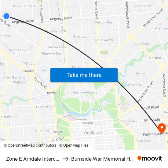 Zone E Arndale Interchange to Burnside War Memorial Hospital map