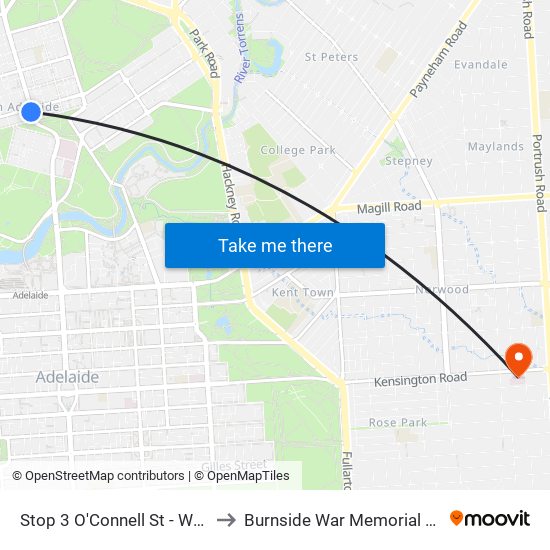 Stop 3 O'Connell St - West side to Burnside War Memorial Hospital map