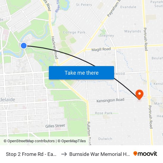 Stop 2 Frome Rd - East side to Burnside War Memorial Hospital map