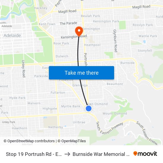 Stop 19 Portrush Rd - East side to Burnside War Memorial Hospital map