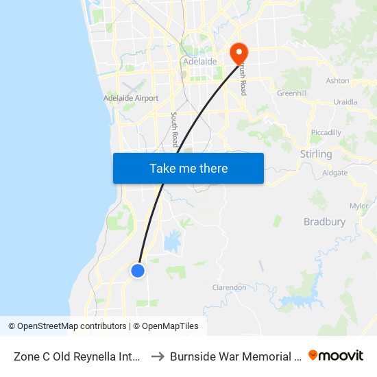 Zone C Old Reynella Interchange to Burnside War Memorial Hospital map