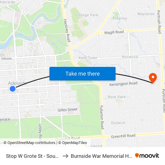 Stop W Grote St - South side to Burnside War Memorial Hospital map