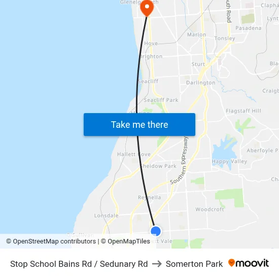 Stop School Bains Rd / Sedunary Rd to Somerton Park map