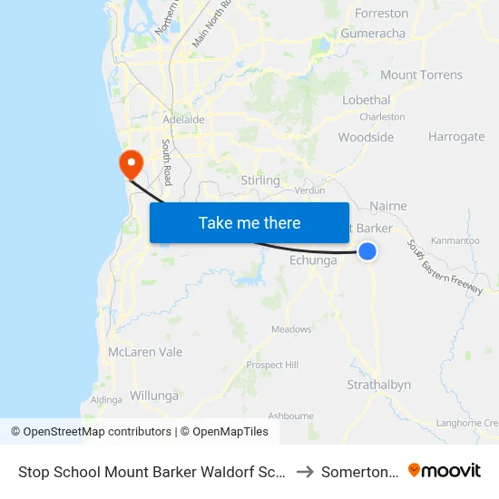 Stop School Mount Barker Waldorf School Sims Rd to Somerton Park map