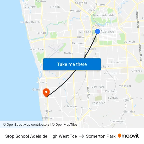 Stop School Adelaide High West Tce to Somerton Park map