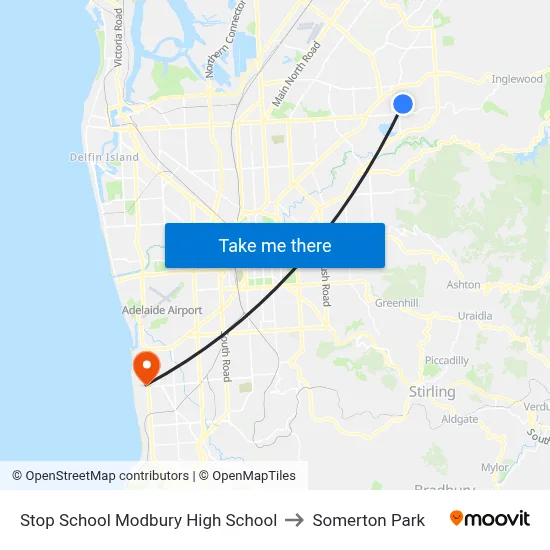 Stop School Modbury High School to Somerton Park map