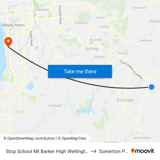 Stop School Mt Barker High Wellington Rd to Somerton Park map
