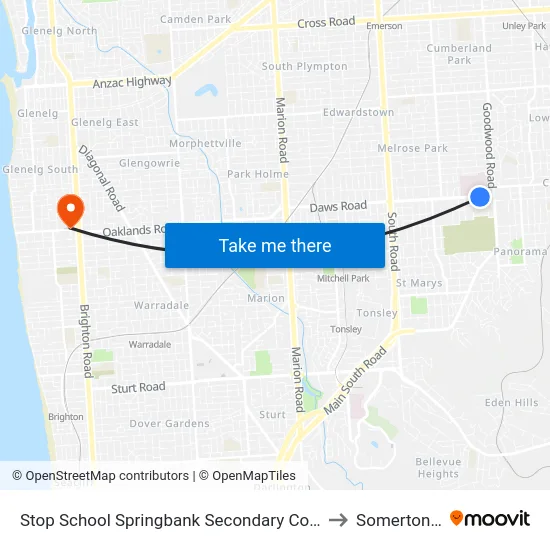 Stop School Springbank Secondary College Daws Rd to Somerton Park map