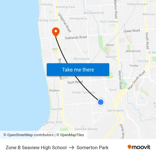 Zone B Seaview High School to Somerton Park map
