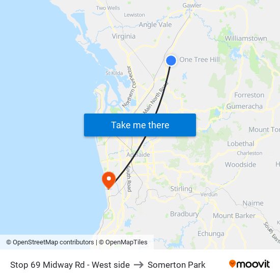 Stop 69 Midway Rd - West side to Somerton Park map