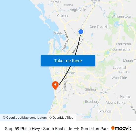 Stop 59 Philip Hwy - South East side to Somerton Park map