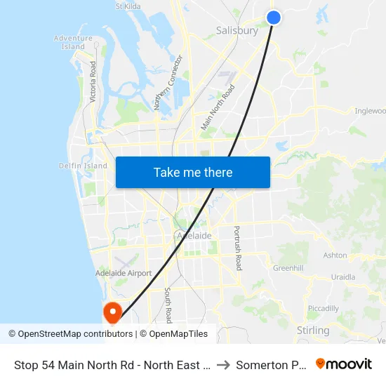 Stop 54 Main North Rd - North East side to Somerton Park map