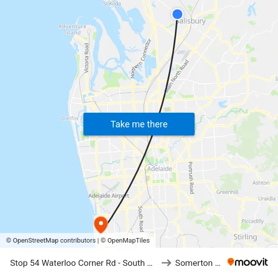 Stop 54 Waterloo Corner Rd - South West side to Somerton Park map