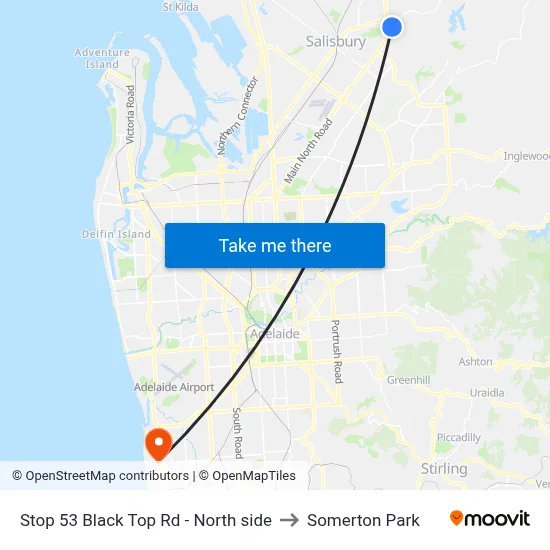Stop 53 Black Top Rd - North side to Somerton Park map