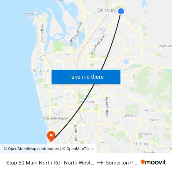 Stop 50 Main North Rd - North West side to Somerton Park map
