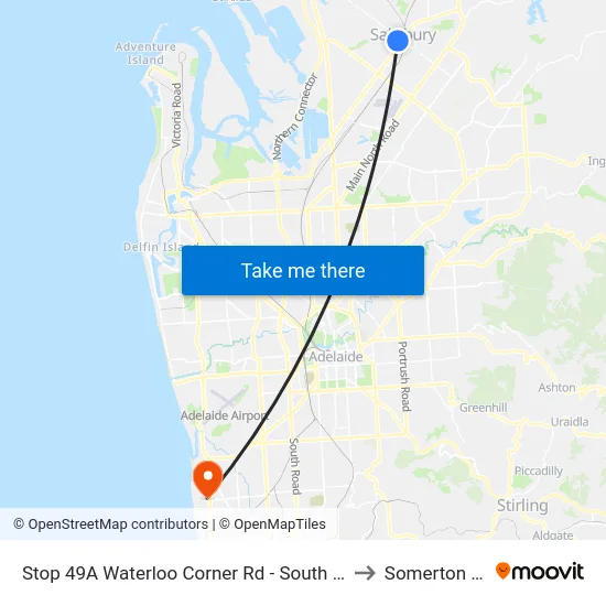 Stop 49A Waterloo Corner Rd - South West side to Somerton Park map