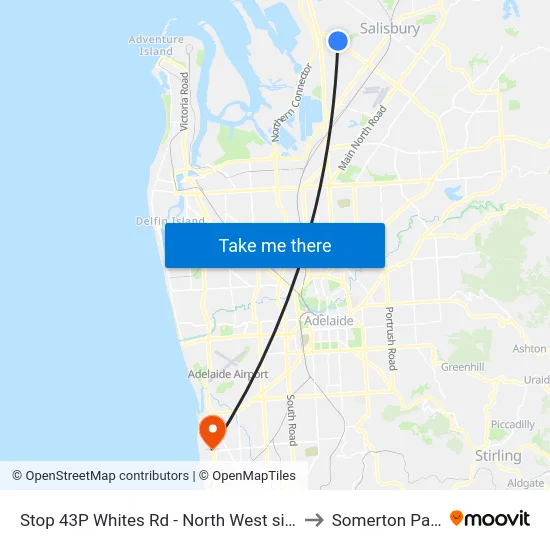 Stop 43P Whites Rd - North West side to Somerton Park map