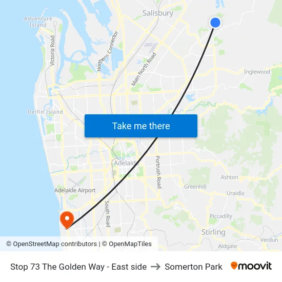 Stop 73 The Golden Way - East side to Somerton Park map