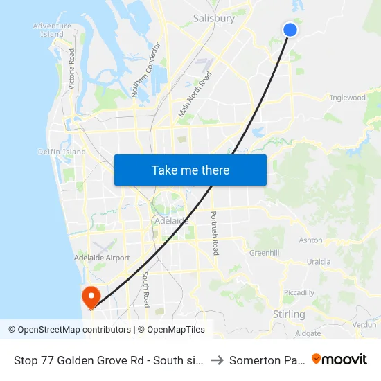 Stop 77 Golden Grove Rd - South side to Somerton Park map