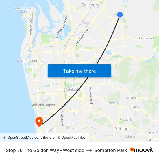 Stop 70 The Golden Way - West side to Somerton Park map