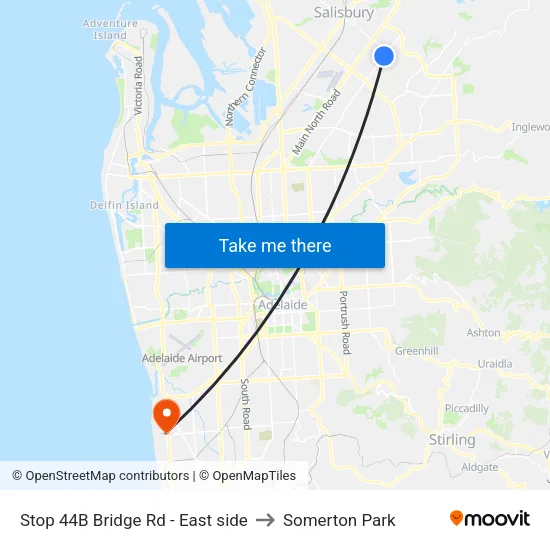 Stop 44B Bridge Rd - East side to Somerton Park map