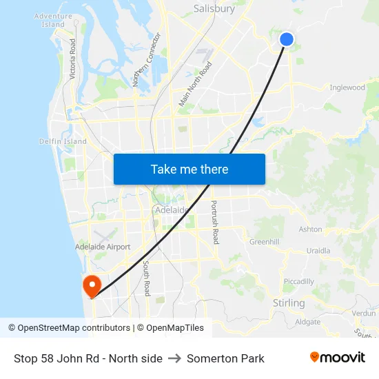 Stop 58 John Rd - North side to Somerton Park map