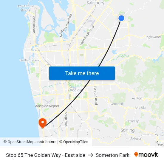 Stop 65 The Golden Way - East side to Somerton Park map