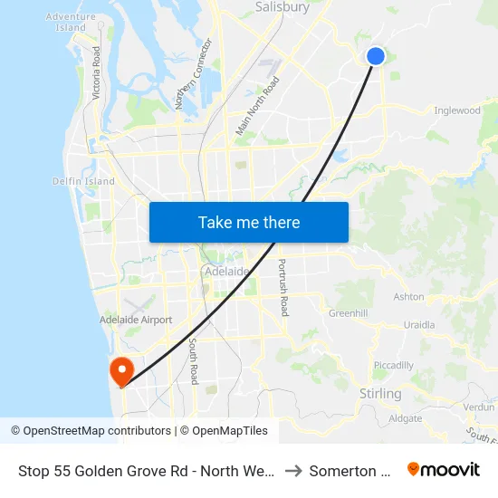 Stop 55 Golden Grove Rd - North West side to Somerton Park map