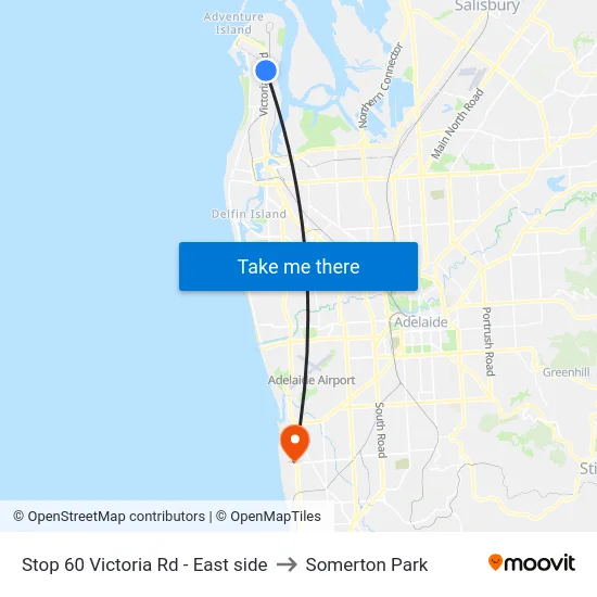 Stop 60 Victoria Rd - East side to Somerton Park map
