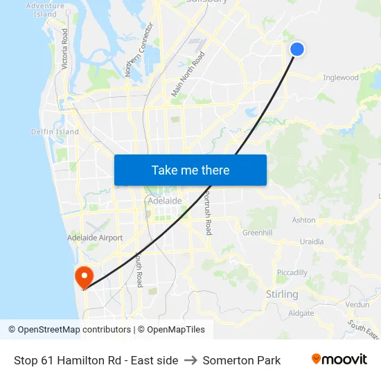 Stop 61 Hamilton Rd - East side to Somerton Park map