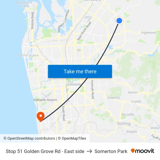 Stop 51 Golden Grove Rd - East side to Somerton Park map