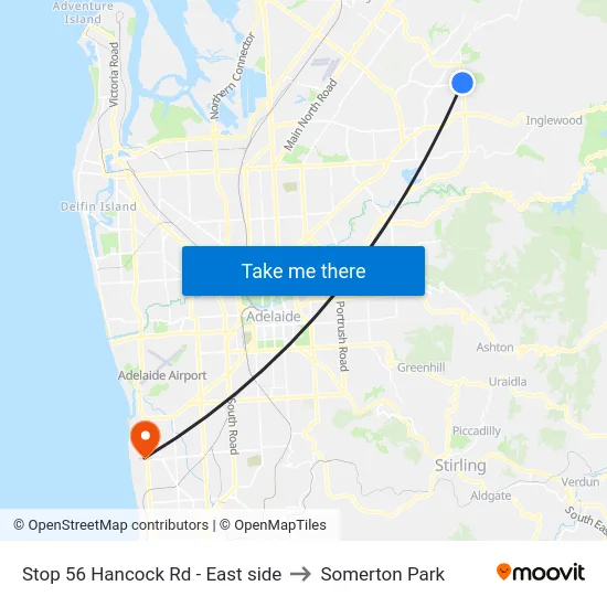 Stop 56 Hancock Rd - East side to Somerton Park map