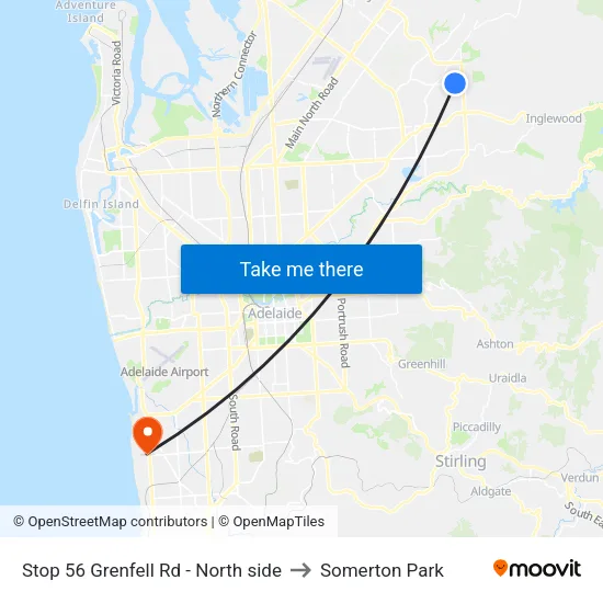 Stop 56 Grenfell Rd - North side to Somerton Park map
