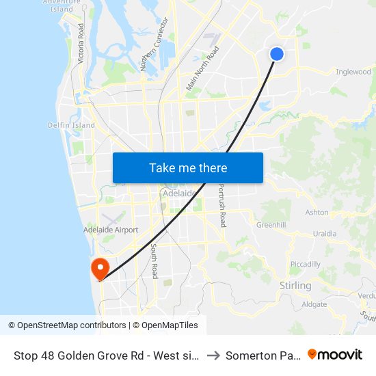 Stop 48 Golden Grove Rd - West side to Somerton Park map